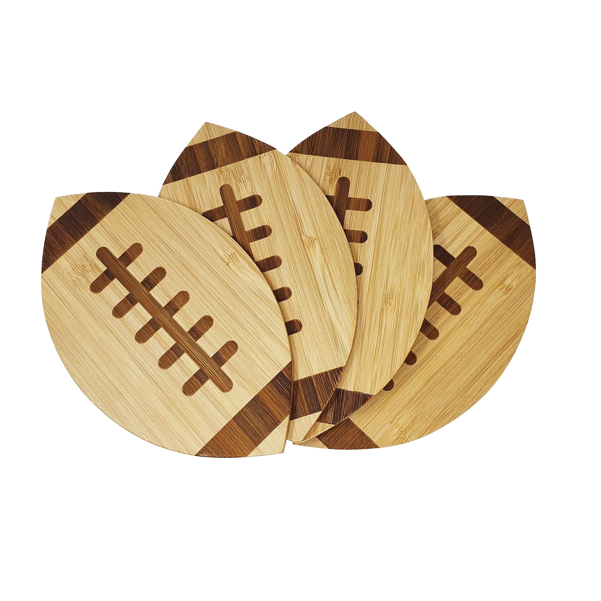 Bambus Bierdeckel Football (4 Untersetzer, American aus Stück) 40YARDS